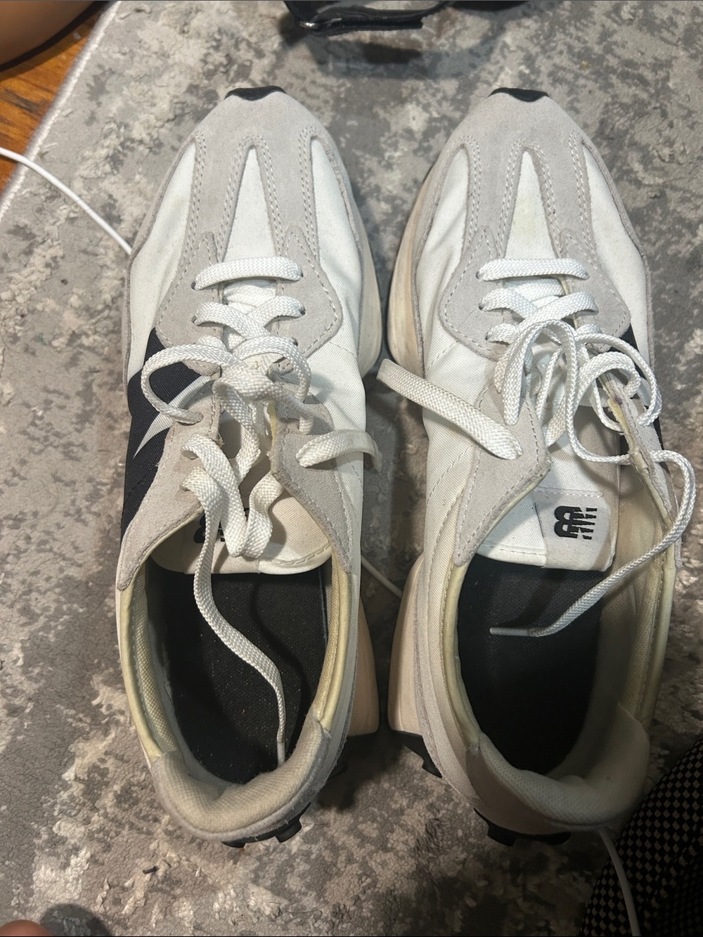 New Balance White, Light Gray & Black Men's Running Sneakers